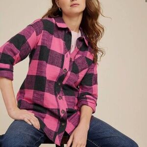NWT Maurices Cabin Plaid Boyfriend Tunic Shirt - XL